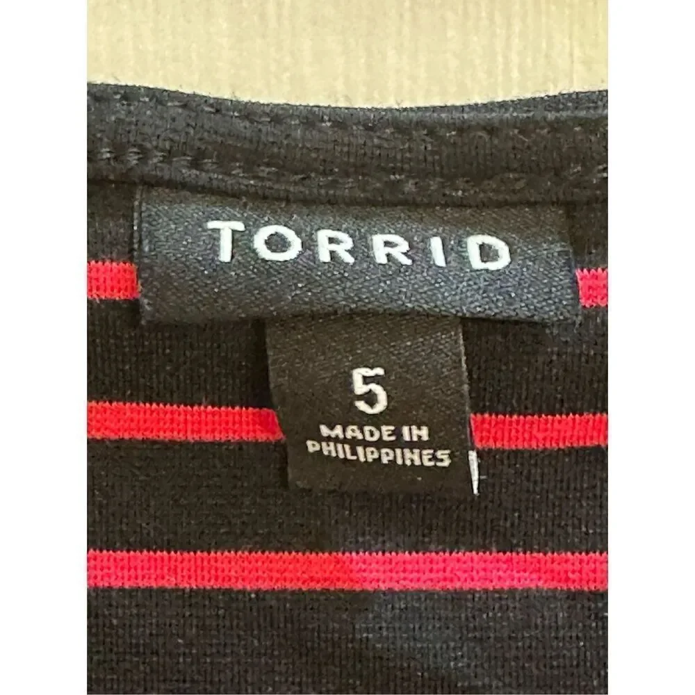 Torrid size 5X striped skater dress fit and flare striped pink/ black